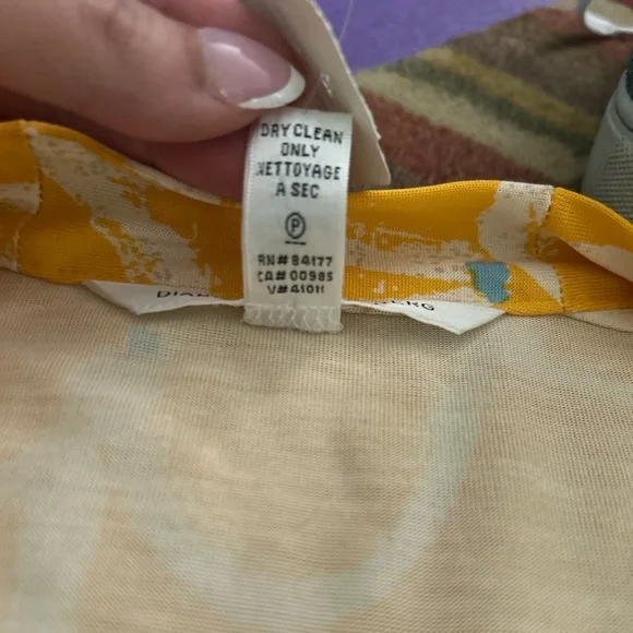 DVF Diane Von Furstenberg NWT vintage silk wrap dress yellow 6 Furstenburg - Picture 9 of 9